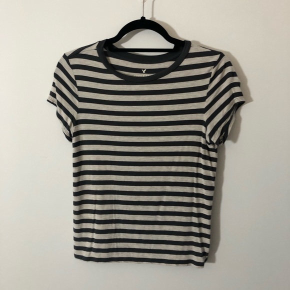 American Eagle Outfitters Tops - american eagle grey and cream striped tee